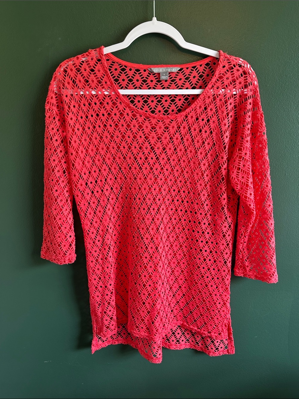 Valerie Stevens Coral Crochet Top Size S